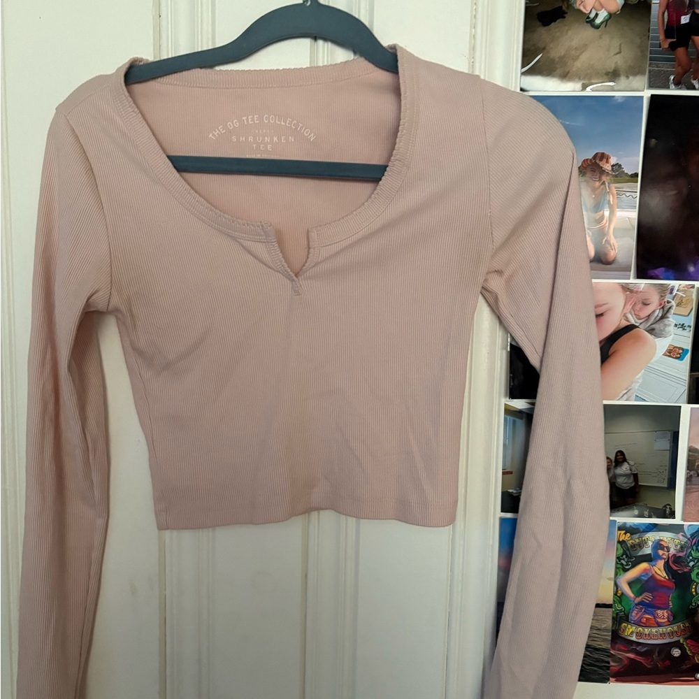 Brandy Melville Pink Fitted Crop Blouse